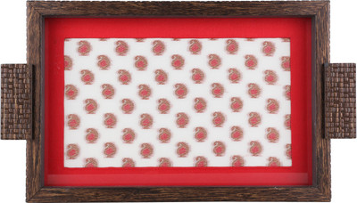 

HASTKALA Wooden Decorative Platter(Red)