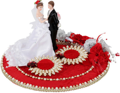 

loopsnknots Wooden Decorative Platter(Red)