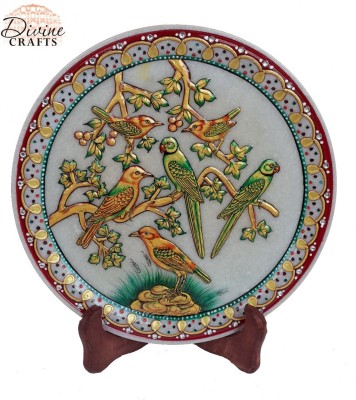 

DivineCrafts Beautifull Embosse Painted Marble Plate With Stand Stoneware Decorative Platter(White, Multicolor)