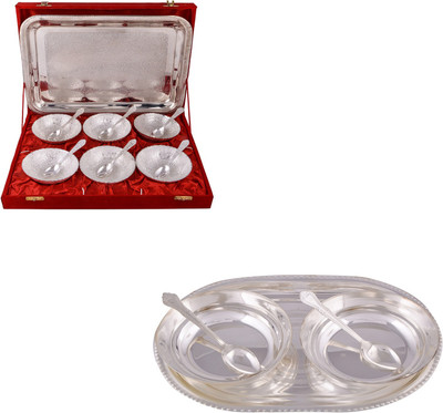 

G S Museum 6 Mor Bowl with Spoon and Tray and 2 6" Bowl with Spoon and Tray Bowl Spoon Tray Serving Set(Pack of 18)