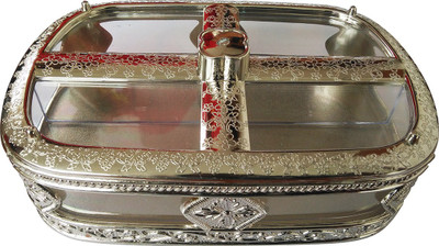 

Golddust Clare Dry fruit serving tray Plastic Decorative Platter(Silver)