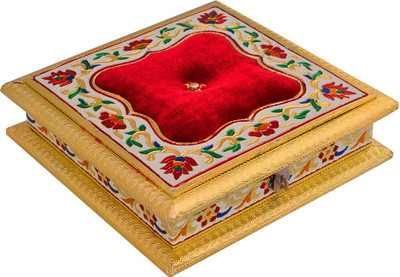 

HappyCraft Wooden, Plastic Decorative Platter(Gold, Red)