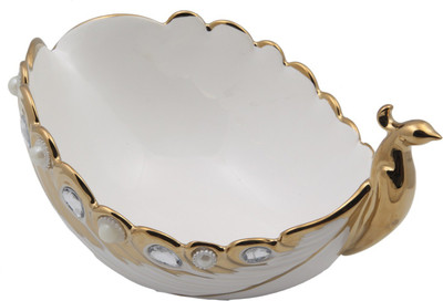 

JaipurCrafts Premium luxurious Collection 001 Gold Plated Decorative Platter(White, Gold)
