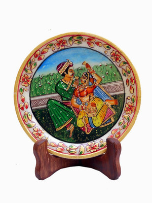 

JaipurCrafts Mughal Raja Rani Stoneware Decorative Platter(Multicolor, Pack of 2)