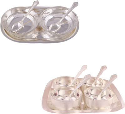 

G S Museum 2 5" Bowl with Spoon and Tray and Premium 4 Bowl Set with Rectangle Tray Bowl Spoon Tray Serving Set
