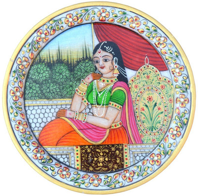 

Chitra Handicraft Marble Lady Plate Stoneware Decorative Platter(Multicolor)