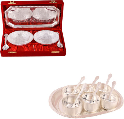 

G S Museum 2 Mor Bowl with Spoon and Tray and Premium 6 Bowl Set with Oval Tray Bowl Spoon Tray Serving Set