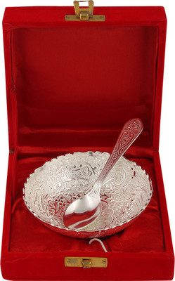 

Pink Rose Royal Charm Silver Plated Decorative Platter(Silver, Pack of 2)