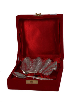 

JT International German Silver Bowl Tray Serving Set(Pack of 2)