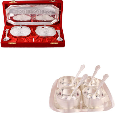 

G S Museum 2 Appel Bowl With Spoon and Tray and Premium 4 Bowl Set with Rectangle Tray Bowl Spoon Tray Serving Set