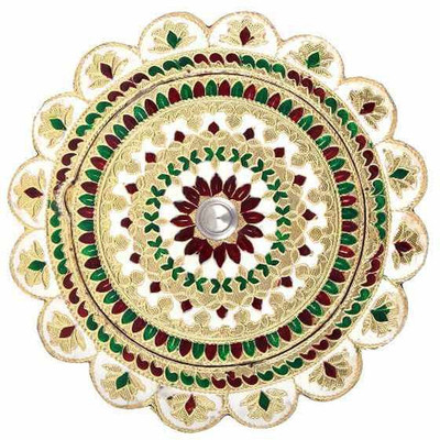 

AURUM Round Flower 4C Wooden Decorative Platter(Multicolor)