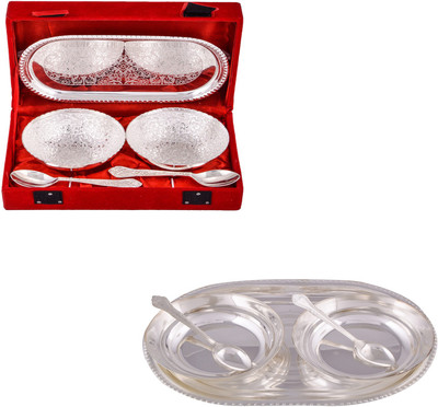 

G S Museum 2 Flower Bowl with Spoon and Tray and 2 6" Bowl with Spoon and Tray Bowl Spoon Tray Serving Set