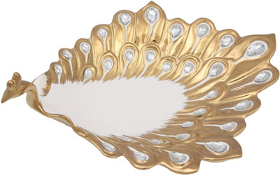 

JaipurCrafts Premium luxurious Collection 012 Gold Plated Decorative Platter(White, Gold)
