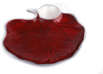

DivineHaat Bird with Saucer Aluminium Decorative Platter(Red)