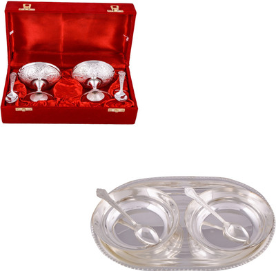 

G S Museum 2 Ice Cream Mug with Spoon and 2 6" Bowl with Spoon and Tray Bowl Spoon Tray Serving Set