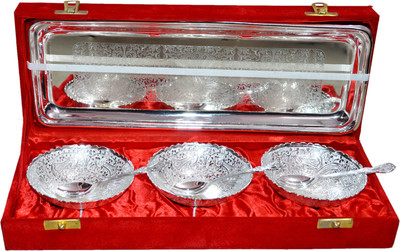 35% OFF on Marusthali Box Packing For Gift Brass Decorative Platter(Silver, Pack of 7)