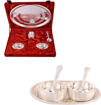 

G S Museum Small Thali Set and Premium 2 Bowl Set with Oval Tray Bowl Spoon Tray Serving Set(Pack of 10)