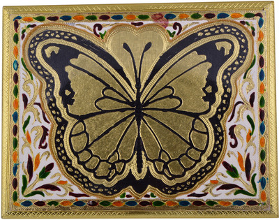 

Shreeng Shreeng Handicraft 11x14 Golden White Meena Dry Fruit/ Multipurpose Box (28cmX36cmX6cm) Wooden Decorative Platter(Multicolor)