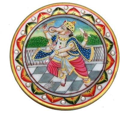 

Chitra Handicraft Marble Decorative Plate Stoneware Decorative Platter(Multicolor)