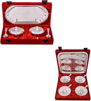 

G S Museum Supari Set with Spoon and 4 Mor Bowl with Spoon and Tray Bowl Spoon Tray Serving Set