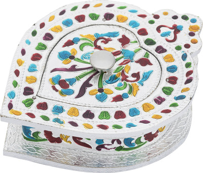 

Kashvi Designs Minakari Work Floral Rajasthani Box - Silver Color Aluminium Decorative Platter(Silver)