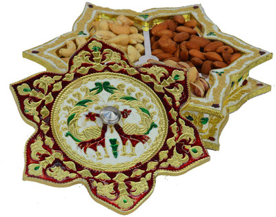 

eCraftIndia Aluminium Decorative Platter(Multicolor)