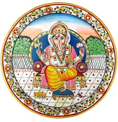 

Chitra Handicraft Marble Ganesh Plate Stoneware Decorative Platter(Multicolor)