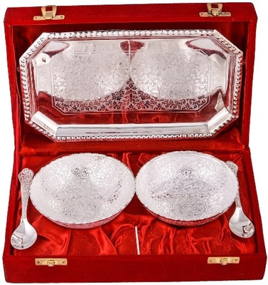 

Raj Laxmi Silver Plated Decorative Platter(Multicolor, Pack of 5)