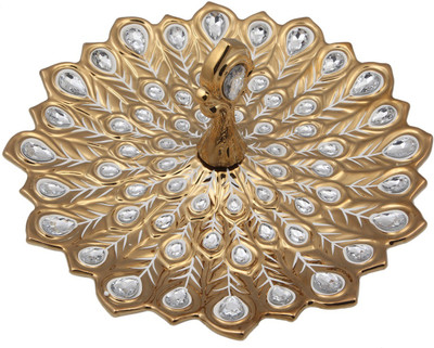 

JaipurCrafts Premium luxurious Collection 004 Gold Plated Decorative Platter(White, Gold)