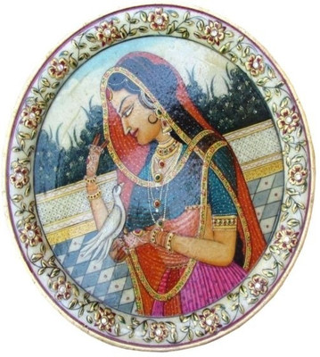 

Chitra Handicraft Marble Lady Plate Stoneware Decorative Platter(Multicolor)