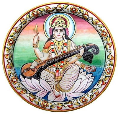 

Chitra Handicraft Marble Sarsawati Plate Stoneware Decorative Platter(Multicolor)