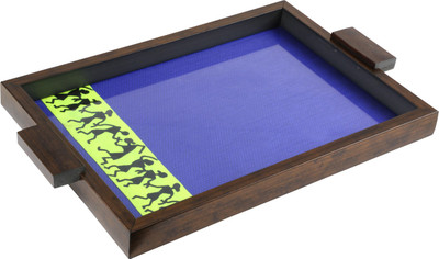 

Hastkala Wooden Decorative Platter(Blue)