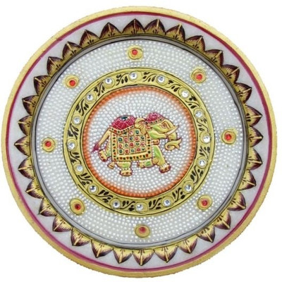 

Chitra Handicraft Marble Decorative Elephant Plate Stoneware Decorative Platter(Multicolor)