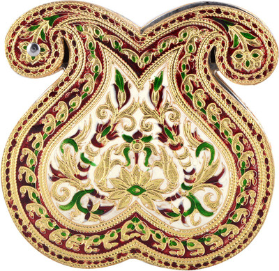 

Shreeng Shreeng Handicraft Double Mango Shaped Golden White Meena Dry Fruit/ Multipurpose Box (20cmX20cmX4cm) Wooden Decorative Platter(Multicolor)