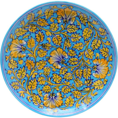 

Shilpbazaar Pottery Decorative Platter(Yellow, Blue)