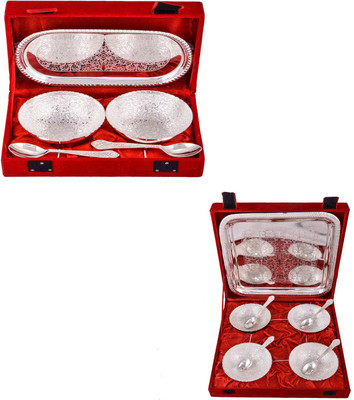 

G S Museum 2 Flower Bowl with Spoon and Tray and 4 Mor Bowl with Spoon and Tray Bowl Spoon Tray Serving Set