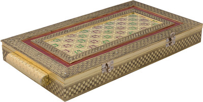 

HappyCraft Wooden, Plastic Decorative Platter(Gold, Red)