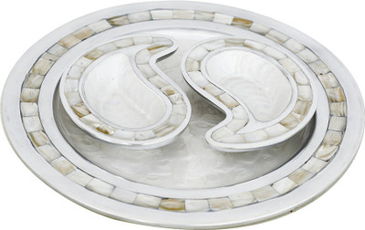 

The Divine Luxury MOP Plate with 2 Carrie Silver Plated Decorative Platter(Grey, Pack of 3)