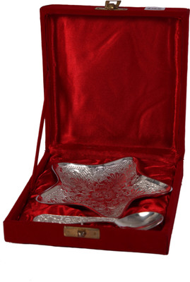 

JT International German Silver Bowl Tray Serving Set(Pack of 2)