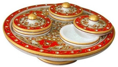 

Shreeng Revolving Multi Utility Marble Pot Stoneware Decorative Platter(Multicolor)