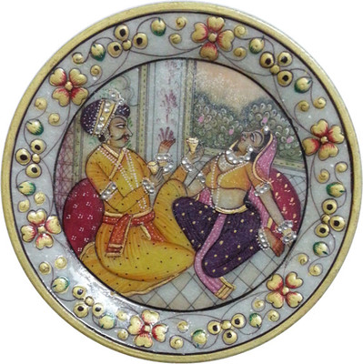 

JaipurCrafts Raja Rani Stoneware Decorative Platter(Multicolor)