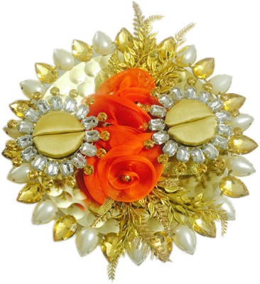 

loopsnknots Iron, Plastic Decorative Platter(Orange, Gold, White)