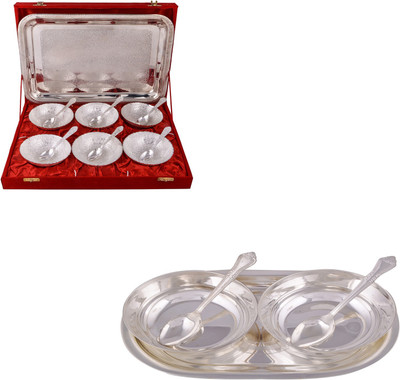 

G S Museum 6 Mor Bowl with Spoon and Tray and 2 5" Bowl with Spoon and Tray Bowl Spoon Tray Serving Set(Pack of 18)
