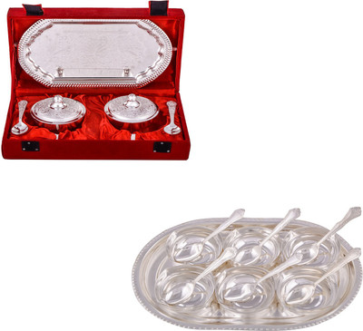 

G S Museum Supari Set with Spoon and 6 Square Bowl with Spoon and Tray Bowl Spoon Tray Serving Set