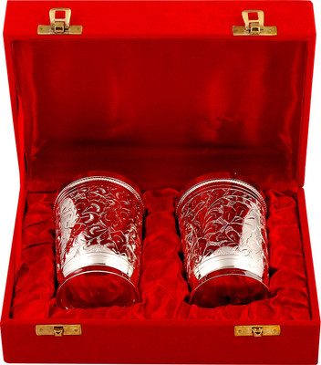 

Pink Rose Royal Charm Silver Plated Decorative Platter(Silver, Pack of 2)