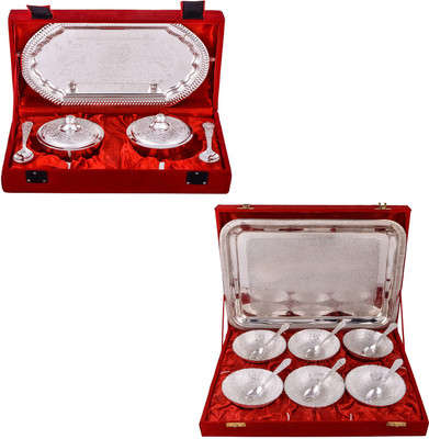 

G S Museum Supari Set with Spoon and 6 Mor Bowl with Spoon and Tray Bowl Spoon Tray Serving Set