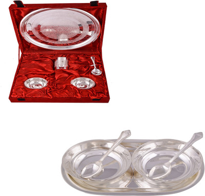 

G S Museum Small Thali Set and 2 5" Bowl with Spoon and Tray Bowl Spoon Tray Serving Set(Pack of 10)