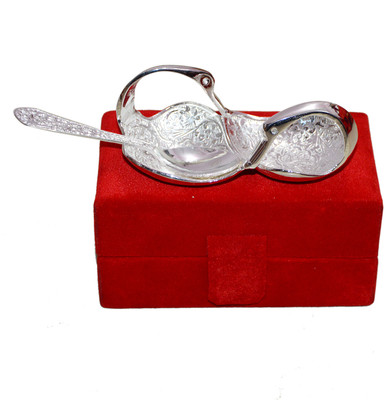 33% OFF on Marusthali Twin Swan Shaped Brass Decorative Platter(Silver, Pack of 2)