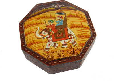 

Chave SupariDaan / Dry fruit box with four partition ( Size – 6X6 inch) Wooden Decorative Platter(Brown)
