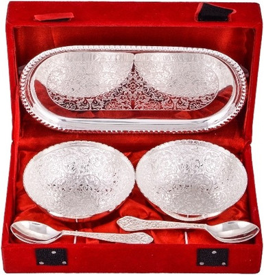 

Raj Laxmi Silver Plated Decorative Platter(Multicolor, Pack of 5)